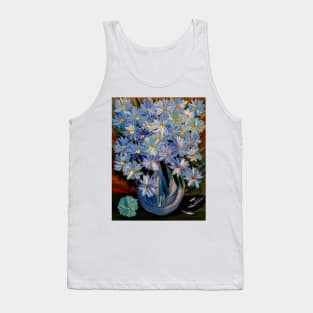 Blue flowers bouquet in a metallic sly blue vase Tank Top